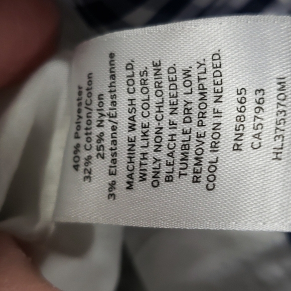 Chelsea 28 Gingham Ruched Poplin Top in Navy/white - Picture 8 of 8